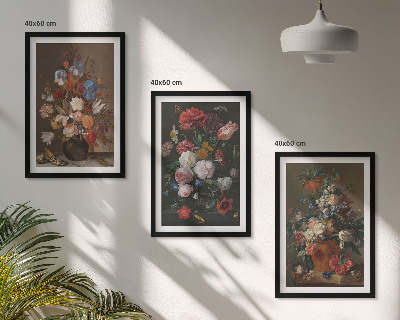 Bilder-3er-set mit rahmen Blumenarrangements in Vasen