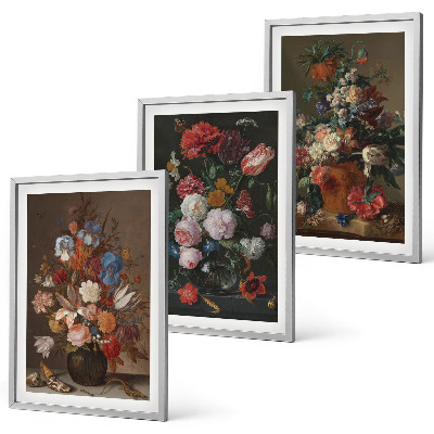 Bilder-3er-set mit rahmen Blumenarrangements in Vasen
