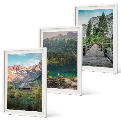 Bilder-3er-set mit rahmen Berglandschaft See Brücke