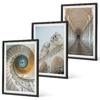 Gerahmtes bilderset Wendeltreppe der Kathedralenfassade