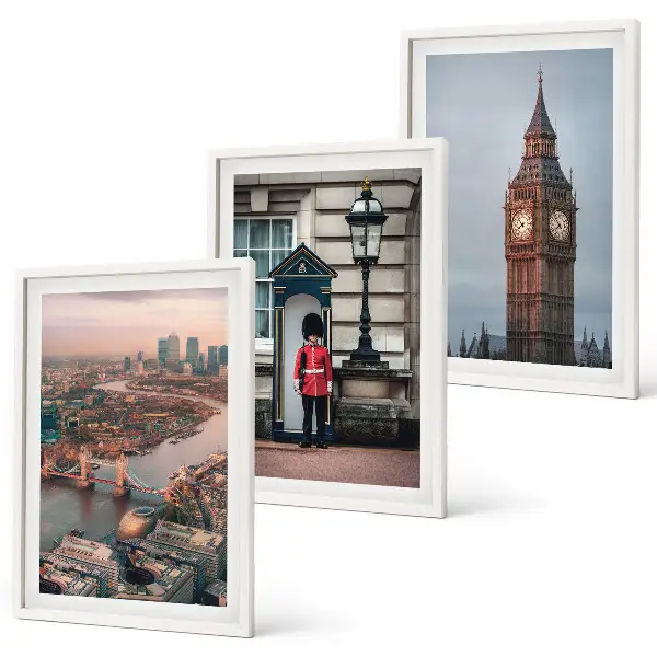 London Bridge Guardian Big Ben Wandbild 3er-Set mit Rahmen