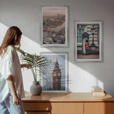 London Bridge Guardian Big Ben Wandbild 3er-Set mit Rahmen