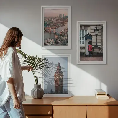 London Bridge Guardian Big Ben Wandbild 3er-Set mit Rahmen