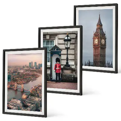 London Bridge Guardian Big Ben Wandbild 3er-Set mit Rahmen
