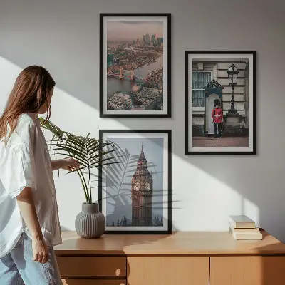 London Bridge Guardian Big Ben Wandbild 3er-Set mit Rahmen