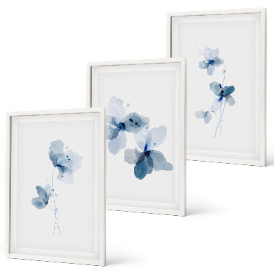 Bilder-3er-set mit rahmen Blaue Blumen