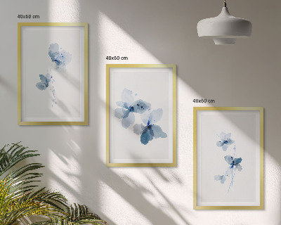 Bilder-3er-set mit rahmen Blaue Blumen