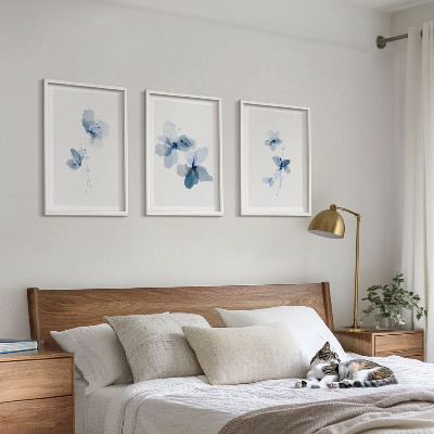 Bilder-3er-set mit rahmen Blaue Blumen