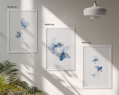 Bilder-3er-set mit rahmen Blaue Blumen