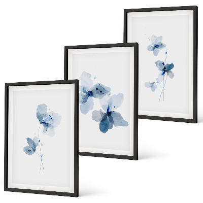 Bilder-3er-set mit rahmen Blaue Blumen