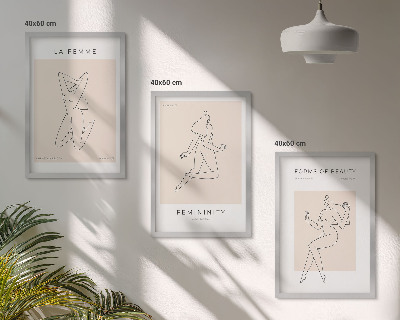 Bilder-3er-set mit rahmen Poster mit minimalistischen Frauensilhouetten