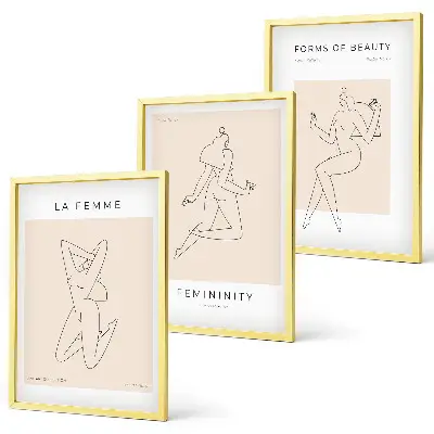 Poster mit minimalistischen Frauensilhouetten 3er-set mit rahmen