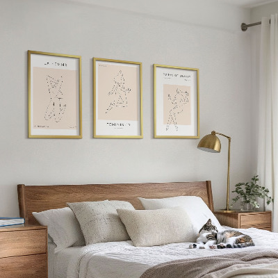 Bilder-3er-set mit rahmen Poster mit minimalistischen Frauensilhouetten