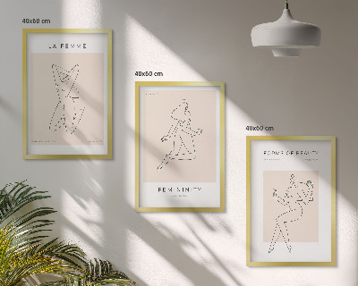 Bilder-3er-set mit rahmen Poster mit minimalistischen Frauensilhouetten