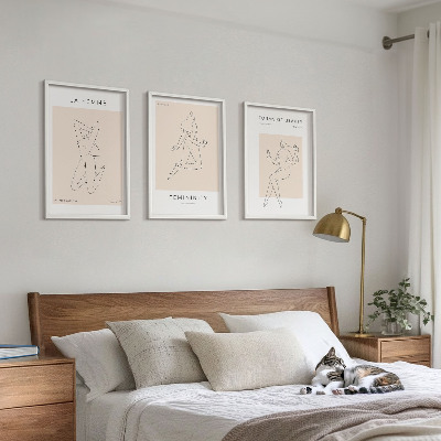 Bilder-3er-set mit rahmen Poster mit minimalistischen Frauensilhouetten