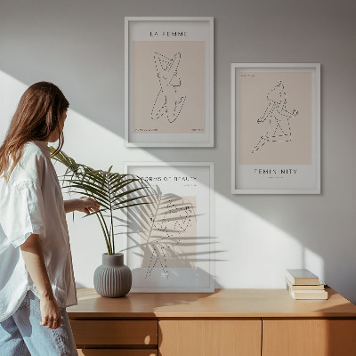 Bilder-3er-set mit rahmen Poster mit minimalistischen Frauensilhouetten