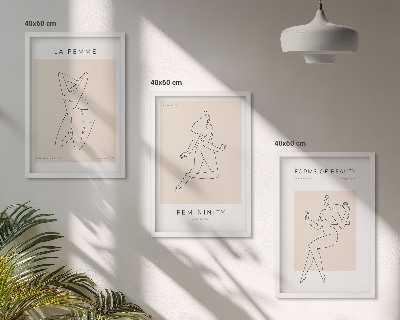 Bilder-3er-set mit rahmen Poster mit minimalistischen Frauensilhouetten