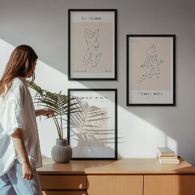 Bilder-3er-set mit rahmen Poster mit minimalistischen Frauensilhouetten