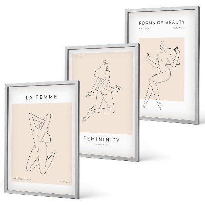 Bilder-3er-set mit rahmen Poster mit minimalistischen Frauensilhouetten