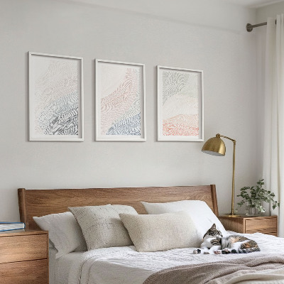 Gerahmtes bilderset Abstrakte Wellen, Karton, Pastell