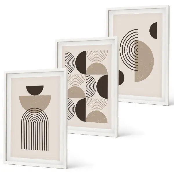 Abstrakte Minimalismusmuster 3er-Set mit Rahmen