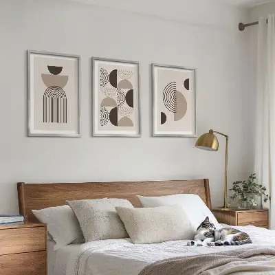 Abstrakte Minimalismusmuster 3er-Set mit Rahmen