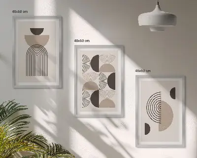 Abstrakte Minimalismusmuster 3er-Set mit Rahmen