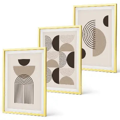 Abstrakte Minimalismusmuster 3er-Set mit Rahmen