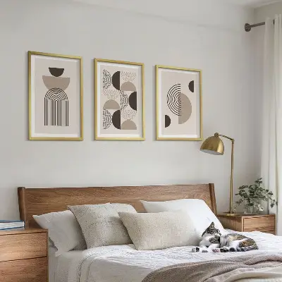 Abstrakte Minimalismusmuster 3er-Set mit Rahmen