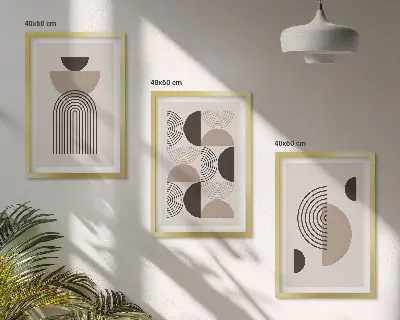Abstrakte Minimalismusmuster 3er-Set mit Rahmen