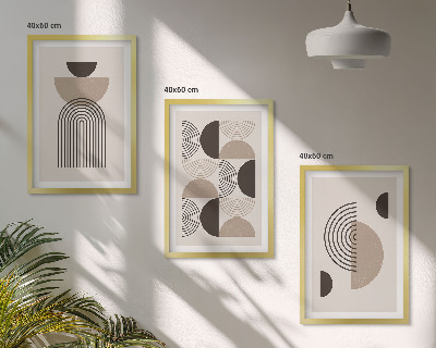 Bilder-3er-set mit rahmen Abstrakte Minimalismusmuster