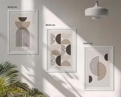 Abstrakte Minimalismusmuster 3er-Set mit Rahmen