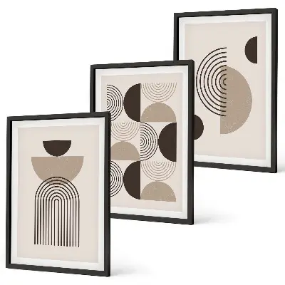 Abstrakte Minimalismusmuster 3er-Set mit Rahmen