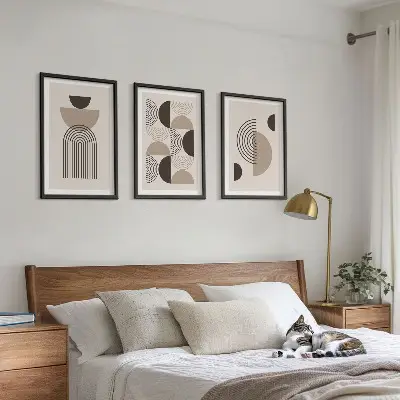 Abstrakte Minimalismusmuster 3er-Set mit Rahmen