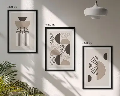 Abstrakte Minimalismusmuster 3er-Set mit Rahmen