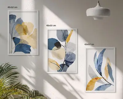 Aquarell-Pflanzenmotive 3er-Set mit Rahmen