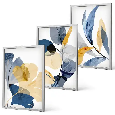 Aquarell-Pflanzenmotive 3er-Set mit Rahmen