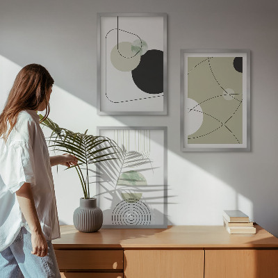 Bilder-3er-set mit rahmen Abstrakte Formen und Farben
