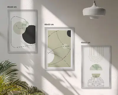Abstrakte Formen und Farben Bilder 3er-Set mit Rahmen