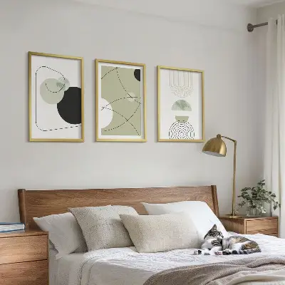 Abstrakte Formen und Farben Bilder 3er-Set mit Rahmen