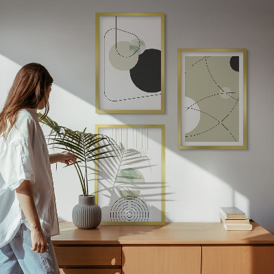 Bilder-3er-set mit rahmen Abstrakte Formen und Farben