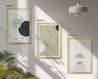 Abstrakte Formen und Farben Bilder 3er-Set mit Rahmen