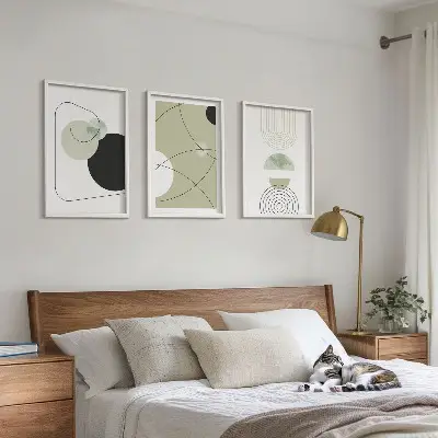 Abstrakte Formen und Farben Bilder 3er-Set mit Rahmen