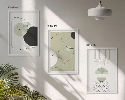 Abstrakte Formen und Farben Bilder 3er-Set mit Rahmen