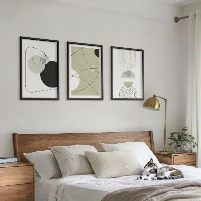 Abstrakte Formen und Farben Bilder 3er-Set mit Rahmen