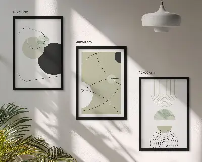 Abstrakte Formen und Farben Bilder 3er-Set mit Rahmen