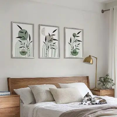 Boho-Pflanzenkompositionen 3er-Set mit Rahmen
