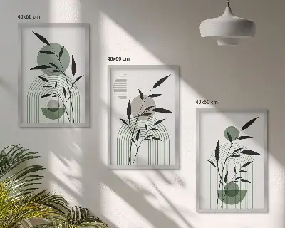 Boho-Pflanzenkompositionen 3er-Set mit Rahmen