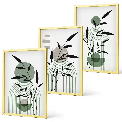 Boho-Pflanzenkompositionen 3er-Set mit Rahmen