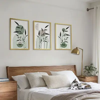 Boho-Pflanzenkompositionen 3er-Set mit Rahmen